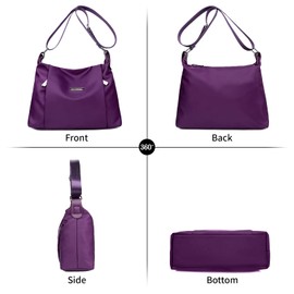 LassZone Women Crossbody Handbag Waterproof Hobo Shoulder Bag Ladies Multi Pocket Nylon Purse Lightweight Travel Tote Bag Casual Messenger Bag