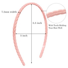 WOVOWOVO Diademas delgadas de 7 mm para mujer, 12 piezas de cintas para la cabeza de plástico con peine para el cabello, diademas para niñas, adolesce