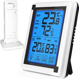 Retoo Wireless Weather Station with Outdoor Sensor, Multifunctional Wireless Weather Station with Digital LCD, Wireless Weather Station with Sensor, Thermometer, Hygrometer, Barometer, Radio Time
