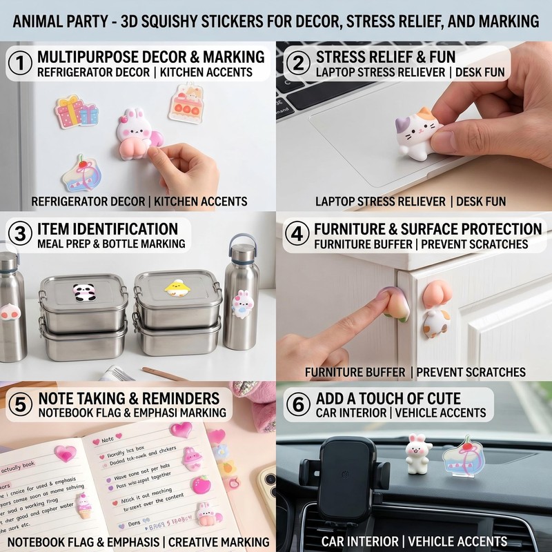 2 Pack Squishy Butt Stress Relief Stickers Cute 3D Peach