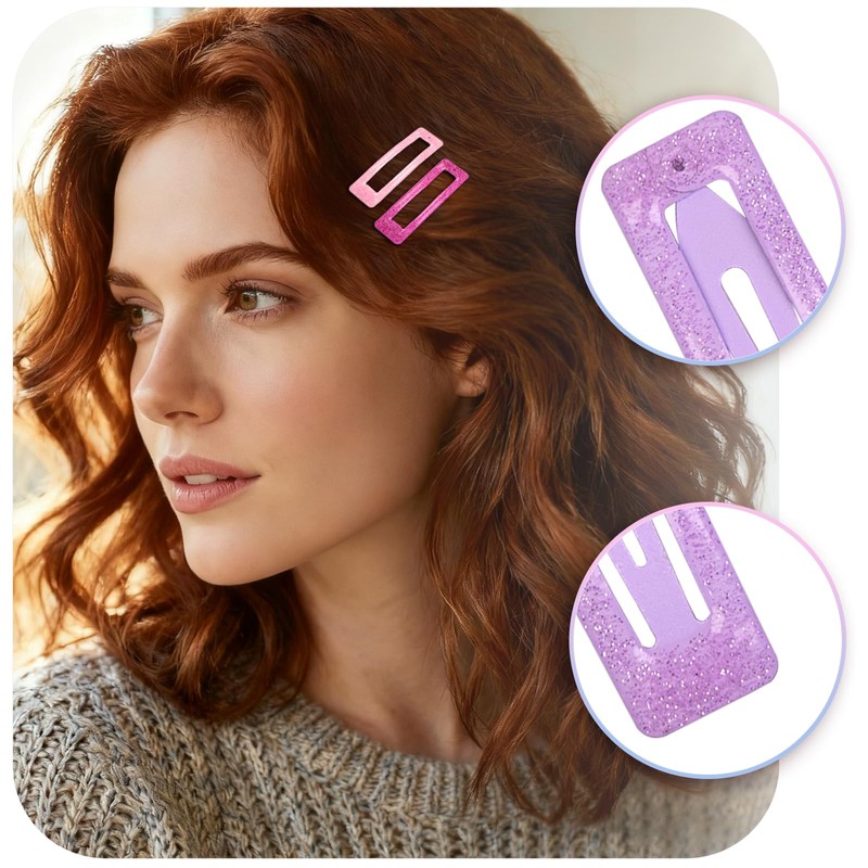 49 Pcs Metal Sparkly Rectangular Hair clip Snap Hair Clips