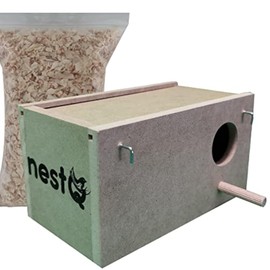 nestQ Wooden Budgie Nesting Box with Secure Hooks - Spacious, Eco-Friendly Bird Breeding Habitat for Small Birds - Natural Wood Birdhouse with Easy-Clean Design - 7.87 Inches in Length