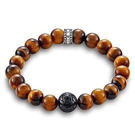Thomas Sabo Rebel at Heart A1408-806-2 Unisex Bracelet 925 Sterling Silver Tiger's Eye Brown, Silver