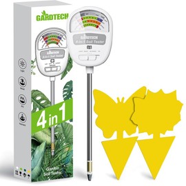 Gardtech Moisture Meter for Plant - 4-in-1 Soil Test Kit with 10Pcs Sticky Traps - Soil Moisture/Light/Nutrients/pH Meter for Garden, Lawn, Indoor & Outdoor (White)，Back to School Gifts - Color: White