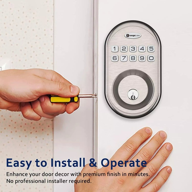 OrangeLion Keyless Entry Deadbolt Door Lock, Smart Electronic Keypad Auto