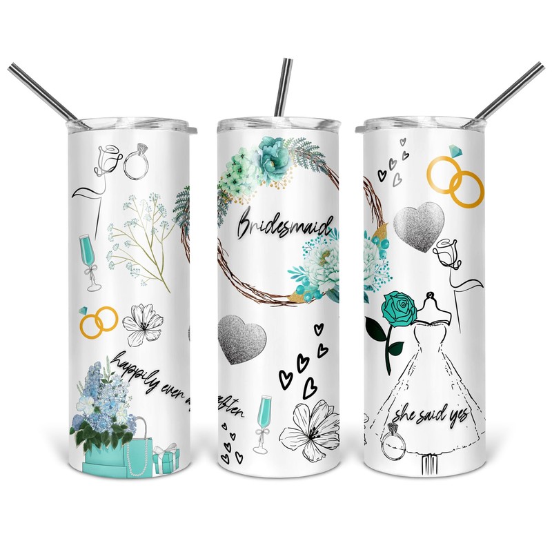 Bridesmaid Happily Ever After She Said Yes Tumbler with Straw