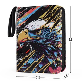 VEELAM 4 Pocket Card Binder, 3-Ring Trading Card Binder with Zipper for 400 Cards Collection, Eagle Pattern