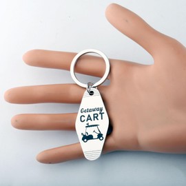 CENWA Golf Keychain Golf Cart Hotel Keychain Golf Cart Charm Golfer Gift Getaway Cart Motel Keychain (getaway cart K)