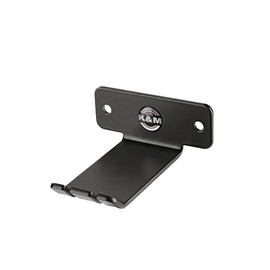 K&M Stands Headphone Holder for Stage, Studio & Home Recording, Holds One Standard Headphone and 2 In-Ear Headphone earbuds, Made of Powder Coated Steel, Black 16311