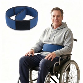 Wheelchair Safety Belt, Adjustable Waist Restraint Strap, Soft Padded Anti-Slip Security Belt with Hook & Loop Fastener for Elderly & Disabled Users, Dark Blue