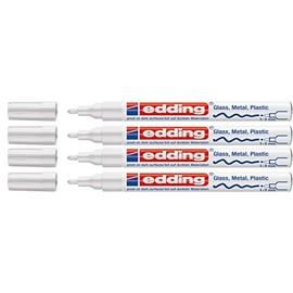 Edding 751 Paint Marker M Tip (Pack of 4, White)