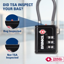 Brinks TSA Accepted Indicator Luggage Lock, Black - Resettable Combination, 2.5 inch Long Shackle, New More Secure TSA008 Key, 2 Pack