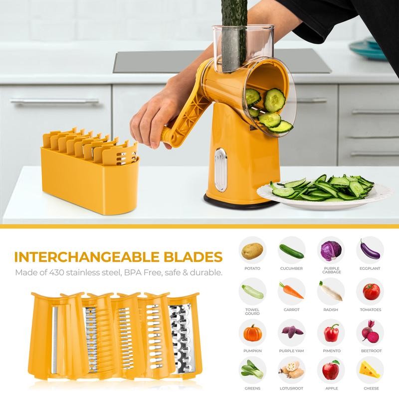SUSTEAS Rotary Vegetable Slicer with Handle Kitchen Gadget - 5