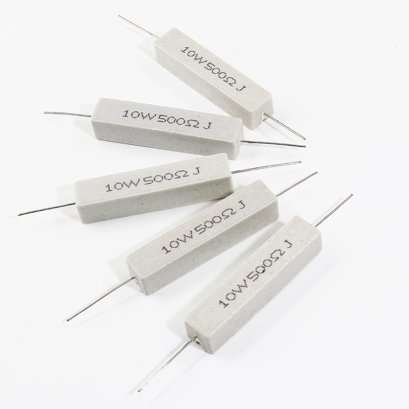 Qjaiune 10Pcs Cement Resistor 10W 500 Ohm Resistor, Ceramic Resistor