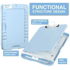 Sooez Sooez Clip Boards 8.5x11 with Storage, High Capacity Storage Clipboard, Nursing Clipboard Folder with Pen Holder, Heavy Duty Plastic Clipboard with Low Profile Clip, Clipboard Binder for Teacher, Work