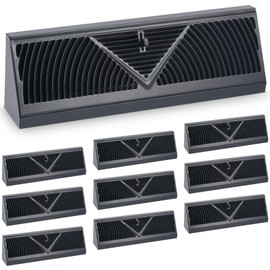 Yaocom 10 Pack Baseboard Register Vent 15 Inch Duct Opening Size Vent Covers for Home Floor Diffuser Wall Corner Black Baseboard Air Covers, Smooth Air Adjust Lever, Heavy Duty Steel, Easy Install