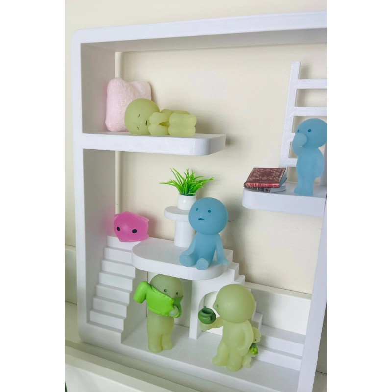 Smiski White Smiski House Display | Mini Figure Shelf Stand