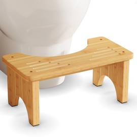Uaniar Bamboo Toilet Stool, Wooden Squatting Potty Stool for Adults, 7 Inch Toilet Stool Squat Adult, Non-Slip Wood Poop Stool for Bathroom, Portable Toilet Foot Pooping Steps for Kids