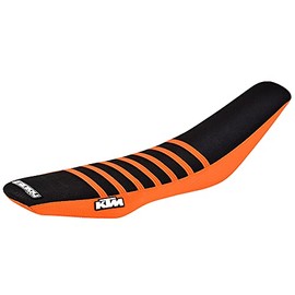 Enjoy Mfg Seat Cover - Compatible Fit for 2019-2020 KTM 690 Enduro SMC R #232 (Orange Sides/Black TOP/Orange Ribs) Logo