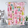 LAEDCIITI Cartoon Pink Christmas Shower Curtain Santa Claus Snowman Penguin