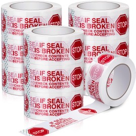 Nezyo 10 Rolls Security Tape 2 Inch x 110 Yards x 2 Mil Stop Sign Sealing Tape Pre Printed If Seal Is Broken Check Contents Before Accepting Tamper Proof Tape Heavy Duty Packing Tape for Moving