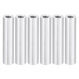 PATIKIL 6pcs M3 Metal Threaded Standoff Spacer Nuts, Round Aluminum Spacers Female Coupling Screws, 1/8" ID x 3/16" OD x 1" L Metallic Silvery
