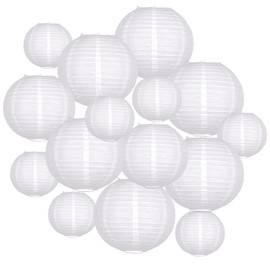KAXIXI Paper Lanterns Decorative, White Round Hanging Paper Lantern Decorations for Wedding Engagement Bridal Baby Shower Birthday Party Supplies, 15Pcs
