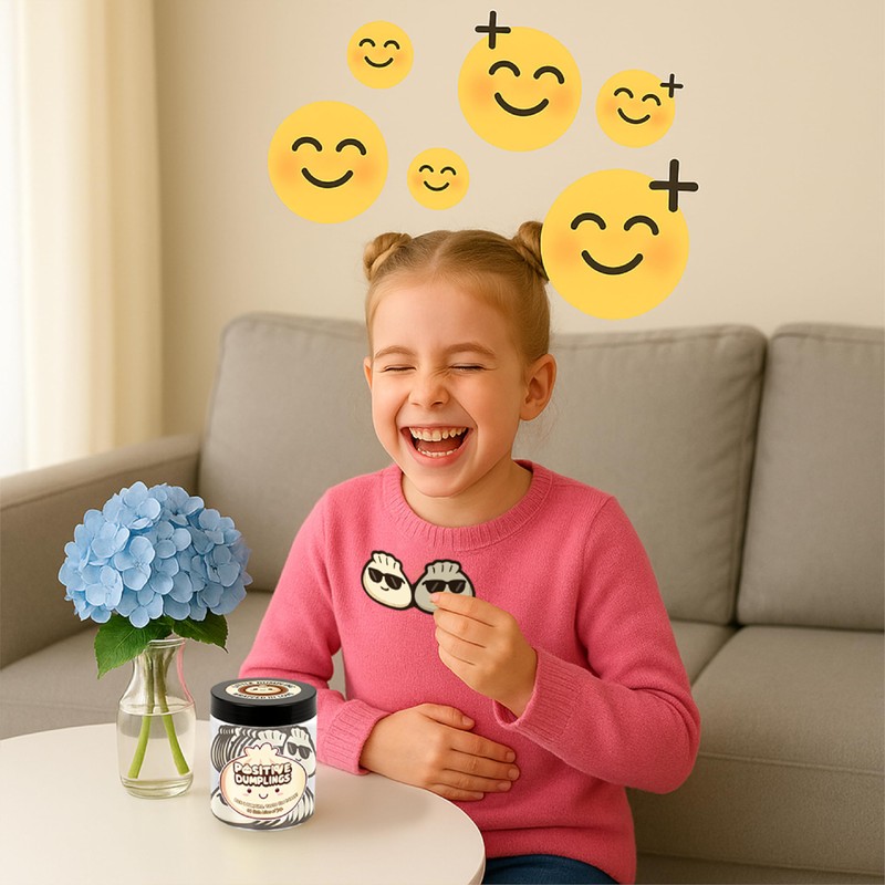 Positive Dumpling Jar with 60 Daily Affirmation Cards, Emotional Support
