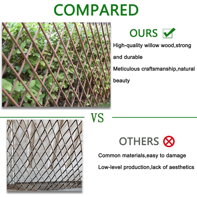 Helprise Expandable Willow Lattice Fence Panel Plant Support Garden Trellis