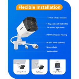 ANNKE C500 3 Pack 5MP PoE Security Bullet Camera w/Audio,100ft EXIR 2.0 Color Night Vision, Built-in Mic, H.265+ Internet IP Camera, Digital WDR, IP67 Weatherproof, Smart Motion Alerts