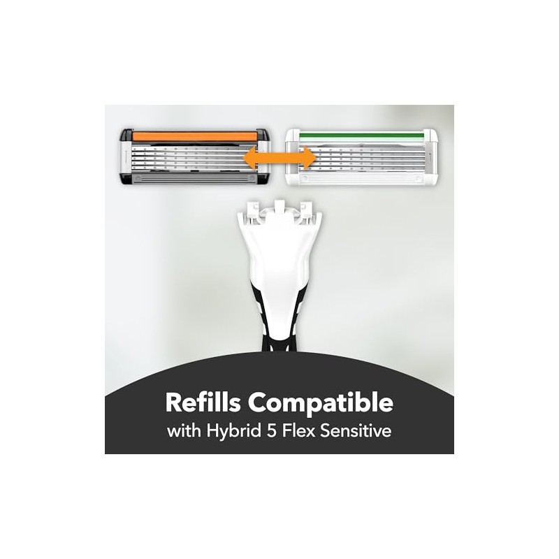 BIC Hybrid 5 Flex Refillable Men's Razor, 1 Weighted Handle