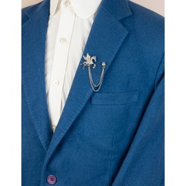 Knighthood Silver Unicorn Horse with Stone and Hanging Tassel Chain Collar Pin Brooch, Suit Plug, Shirt Rivets, Lapel Pin Accessories for Men Women, Brass zinc, No Gemstone