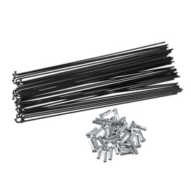 Motoforti Universal Wheel Plated Spoke, Metal, Black, 263mm Length with Nipples for Most Bicycle,4 Pcs