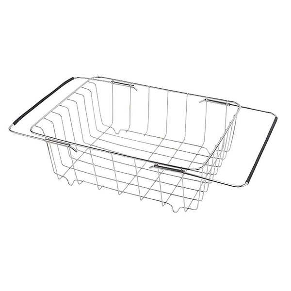 Dish Drying Rack, Extendable, 2-Way, Tabletop & Sink Top, Stainless Steel, Rust Resistant, Telescopic Dish Drainer Basket, Bowl, Dishes, Storage, Type B