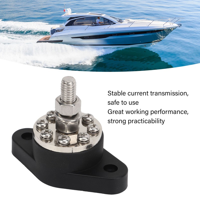 Distribution Stud Junction Post Black 3/8in 300A with Transparent Cover