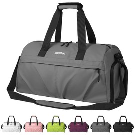 DBPBToU Gym Bag Womens Men, Gym Bag with Shoe Compartment witeh Two Ventilation Holes and Wet Compartment, Waterproof Duffle Bag (Grey)