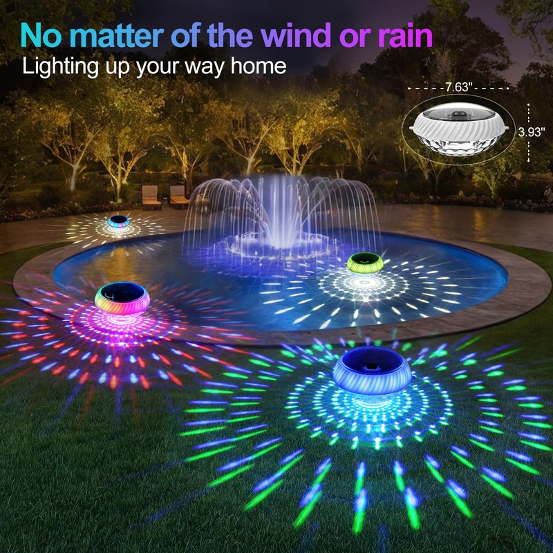 Askyli Floating Pool Lights, IP68 Waterproof Solar Pool Lights That