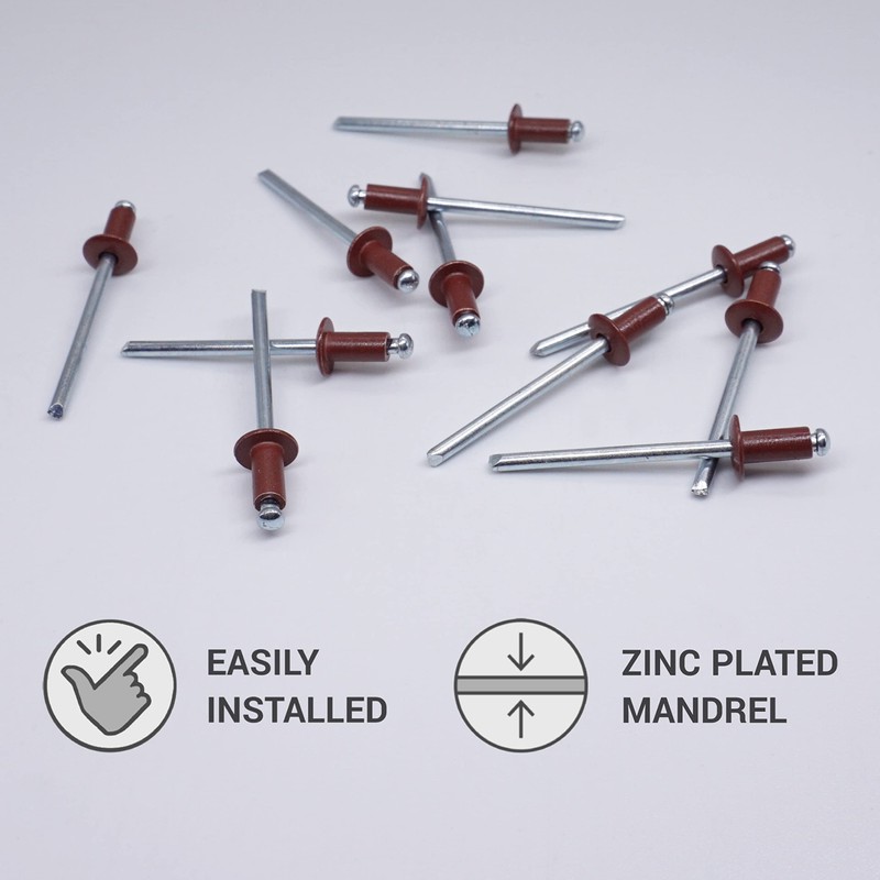 Pack of 100 Painted Blind Rivets 4.0 x 10 mm,