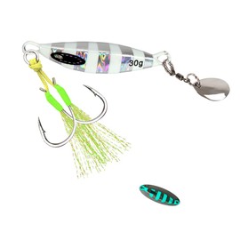 Jig Lure 20g 30g 40g 60g 3D Fast Sinking Luminous Jigging Lure Blue Hibiscus Root Fish Hydrangea Jigging with Hook and Spoon 1pcs/pack (C, 60, g)