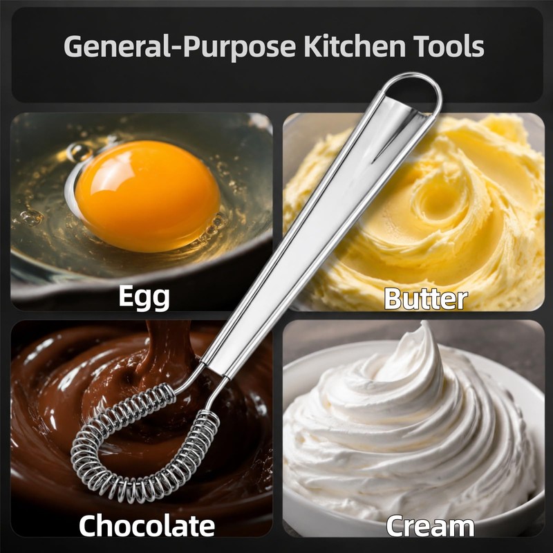 Stainless Steel Mini Spring Hand Whisk for Milk Froth, Eggs,