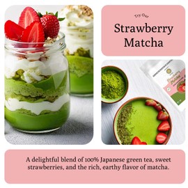 Ancient Roots Strawberry Matcha Powder 3.5 oz Japanese Green Tea Blend with Real Freeze-Dried Strawberries, No Added Sugar, Antioxidant Superfood for Lattes, Smoothies & Baking (25 Servings)