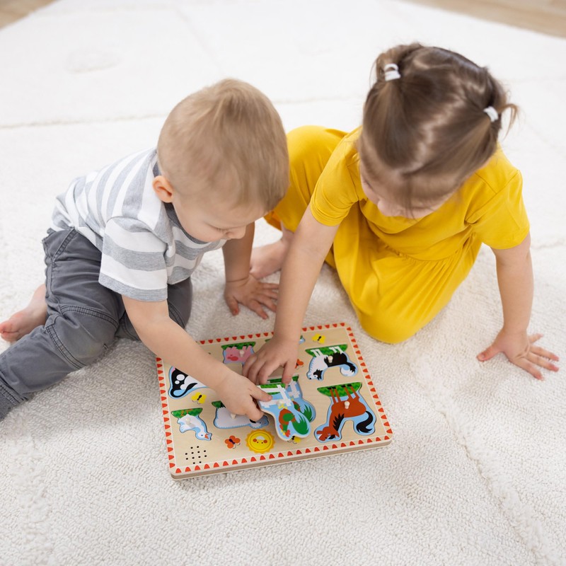 Melissa & Doug Wooden Light-Activated Sound Puzzle 2-Pack for Toddler
