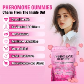 OOUUEEOO Pheromone Gummies for Women,Social Atmosphere&Confident Charm,Vegan,Gluten-Free,60 Count,Strawberry Flavor