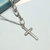 Yienate Simple Cross Necklace Asymmetric Chain Cross Pendant Necklace Paperclip