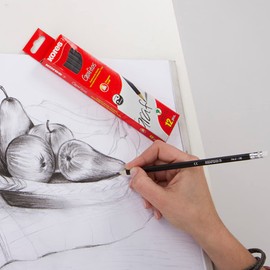 Kores - Grafitos: HB Graphite Pencils for Kids and Adults with Soft Lead and Eraser Tip, Triangular Shape, School and Office Supplies for Writing, Drawing and Sketching, Pack of 12