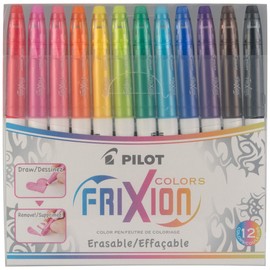 Pilot 41423 Marcadores Borrables Pilot Frixion Colors, Estuche con 12 piezas, Colores surtidos