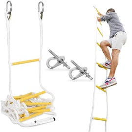 ISOP Rope Ladder for Kids or Adults 15 Ft | Indoor/Certified Outdoor Ladders for Homes, Treehouse, Playground & Climbing | Durable with 11kN Mounting Clips | Holds up to 2500 lb - Hanging Ladder