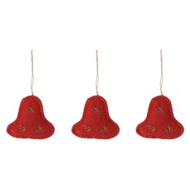 DeKulture Wool Felt Jingle Bells Christmas Ornaments (Set of 3) - Holiday Tree Decorations