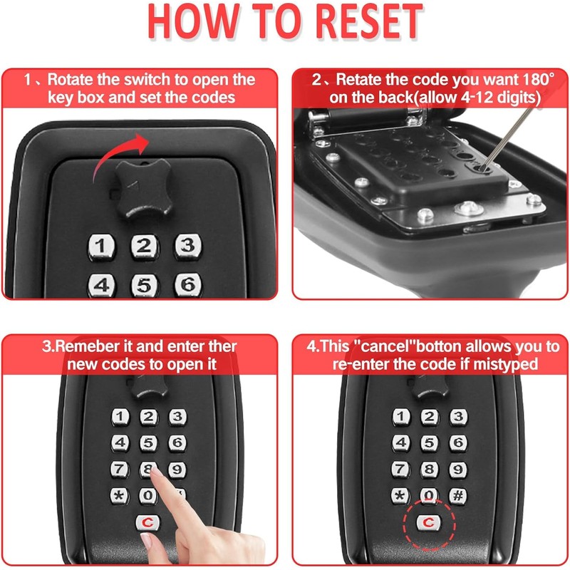 Key Safe Outdoor Police Approved, Key Lock Box Wall Mounted