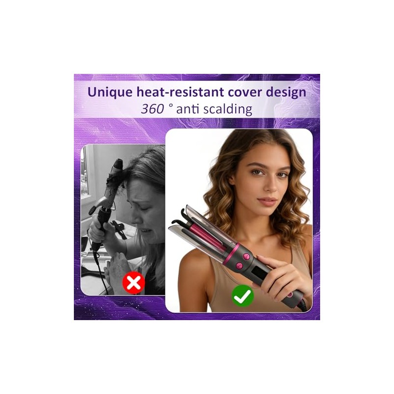 Automatic Curling Iron with Smart Anti-Tangle Design - Travel Friendly